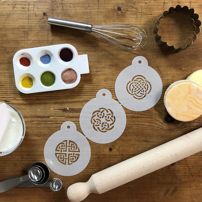 Designer Stencils C317 Celtic Knots Cookie Stencils Beigesemitransparent - Image 4