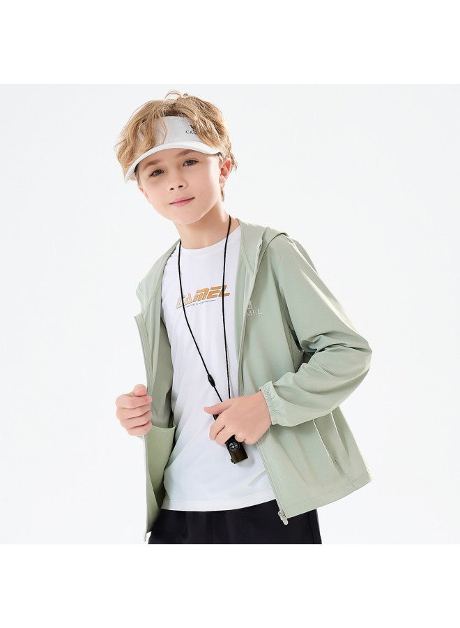 camel Kids Sun Protection Jacket 2025 Summer Lightweight Boys & Girls Outerwear Cool-touch Quick-dry Hooded Mosquito-repellent Coat - Image 2