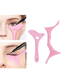 Pretocter 2pcs Reusable Silicone Eyeliner Stencils Tool,Eyebrow Positioning Aid Set,Multifunctional Makeup Tool Eyeshadow Lipstick Mascara Eyeliner Guide Wing Eyeliner Tool for Beginners(pink)  - Image 1