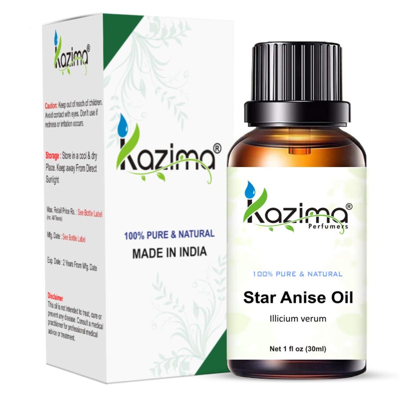 KAZIMA Star Anise Essential Oil - 100% Pure Natural & Undiluted For Skin care & Hair care (30ML) - Image 1