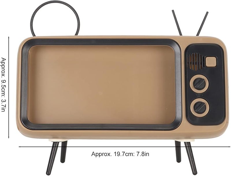 Retro TV Style Phone Stand Desktop Holder Coffee Color Mobile Art Ornament - Image 3