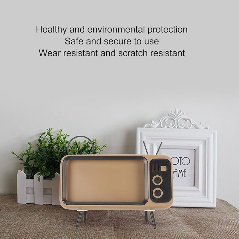 Retro TV Style Phone Stand Desktop Holder Coffee Color Mobile Art Ornament - Image 4