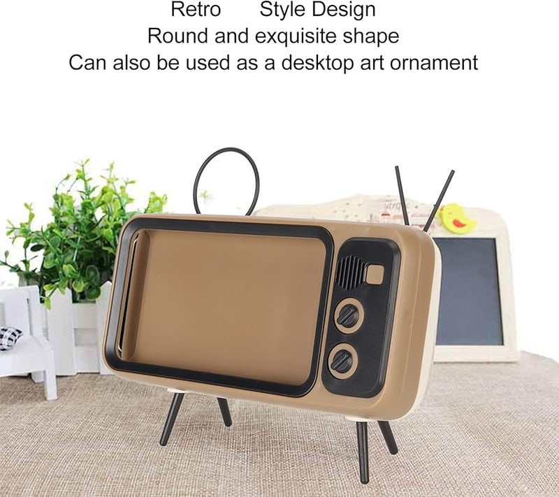 Retro TV Style Phone Stand Desktop Holder Coffee Color Mobile Art Ornament - Image 5