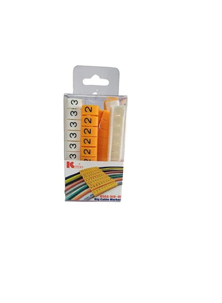Kuwes 100-Piece Cable Marker Set Yellow/White - Image 1