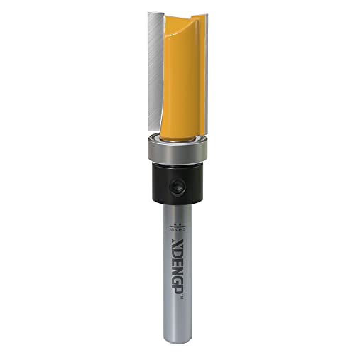 XDENGP Pattern Flush Trim Router Bit 1/4 Inch Shank, 1/2 Inch Cutting Diameter, 1 Inch Cutting Length, Top Bearing Flush Straight Cut Trim Router Bit for Woodworking - Image 1