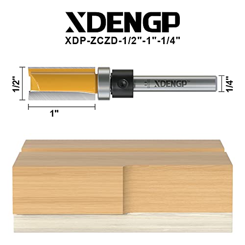 XDENGP Pattern Flush Trim Router Bit 1/4 Inch Shank, 1/2 Inch Cutting Diameter, 1 Inch Cutting Length, Top Bearing Flush Straight Cut Trim Router Bit for Woodworking - Image 2