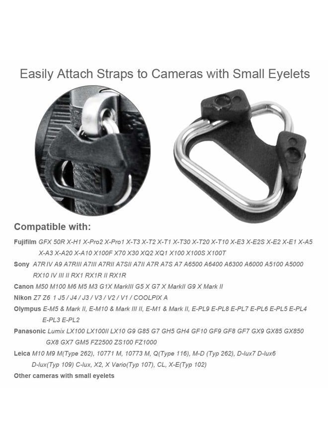 Foto&Tech 4 pieces Stainless Steel Lug Ring Camera Strap Triangle Split Ring Adapter and ABS Cap, Compatible with Fujifilm Lecia Nikon Canon Sony Olympus Pentax Panasonic SLR RF Mirrorless Camera - Image 4