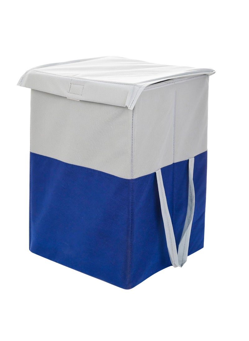 Perpetual perpetual Waterproof Clothes Storage Bag Laundry Basket Foldable Storage Bin with Lid Handle 75 Liters BlueBigS 30x15 cm  - Image 1