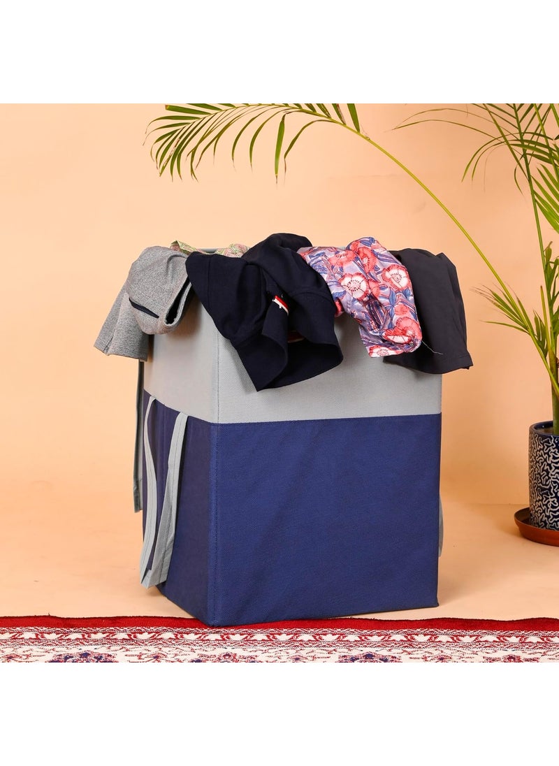 Perpetual perpetual Waterproof Clothes Storage Bag Laundry Basket Foldable Storage Bin with Lid Handle 75 Liters BlueBigS 30x15 cm  - Image 2