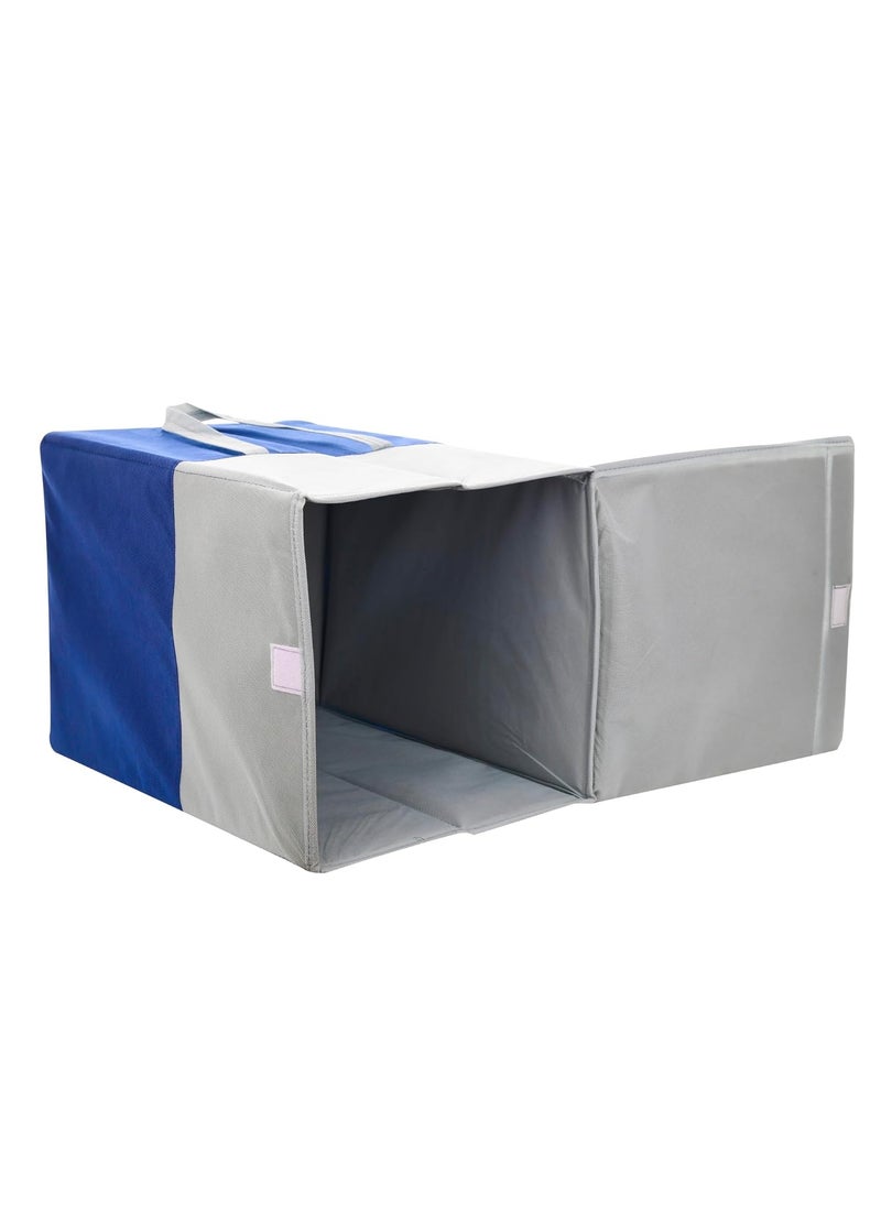 Perpetual perpetual Waterproof Clothes Storage Bag Laundry Basket Foldable Storage Bin with Lid Handle 75 Liters BlueBigS 30x15 cm  - Image 3