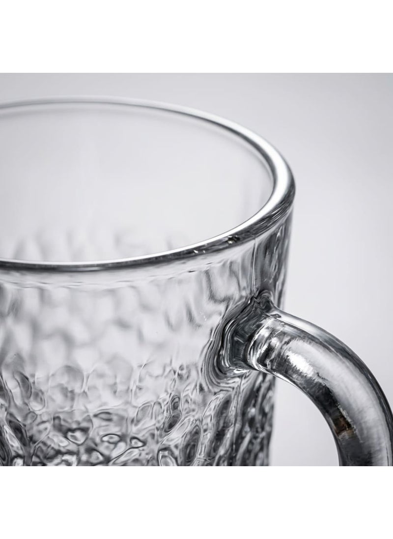 Blinkmax Set of 6 Heat Resistant Glass Mugs, Ribbed Design for Hot Drinks, Comfortable Handle, for Coffee and Tea at Home and Office - Transparent - Image 3