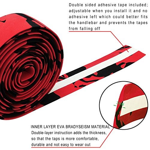 TOPCABIN Camouflage Series Comfort Gel Road Bike Handlebar Tape Bike Bar Tape with Reflective Bar Plugs - Image 2