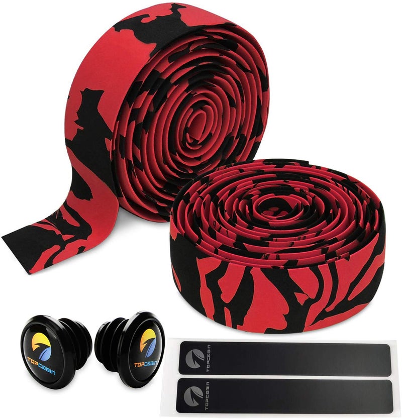 TOPCABIN Camouflage Series Comfort Gel Road Bike Handlebar Tape Bike Bar Tape with Reflective Bar Plugs - Image 1