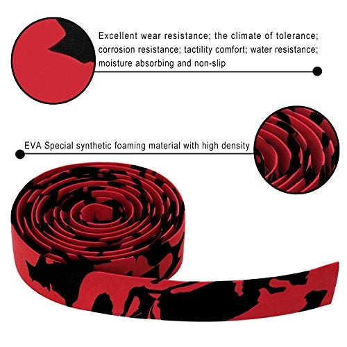 TOPCABIN Camouflage Series Comfort Gel Road Bike Handlebar Tape Bike Bar Tape with Reflective Bar Plugs - Image 3