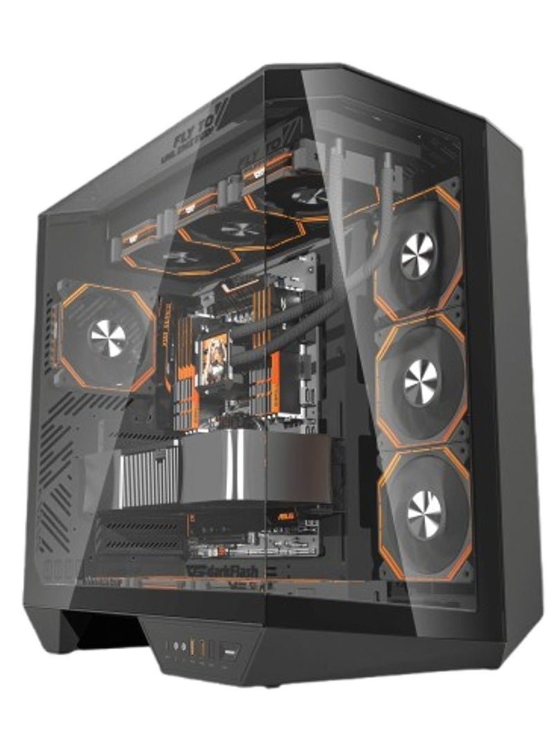 DarkFlash DY470 ATX Mid Tower PC Case – Supports ATX/M-ATX/ITX Motherboards, Up to 410mm GPU, 175mm CPU Cooler, 10 Fan Support, 2 Radiators (360mm Top/Side, 120mm Rear), 0.7mm SPCC Steel, 7 PCIe Slots, USB 3.0 x2, Type-C x1, HD Audio, Pre-installed ARGB Fans | Black - Image 2