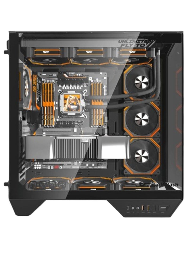 DarkFlash DY470 ATX Mid Tower PC Case – Supports ATX/M-ATX/ITX Motherboards, Up to 410mm GPU, 175mm CPU Cooler, 10 Fan Support, 2 Radiators (360mm Top/Side, 120mm Rear), 0.7mm SPCC Steel, 7 PCIe Slots, USB 3.0 x2, Type-C x1, HD Audio, Pre-installed ARGB Fans | Black - Image 3