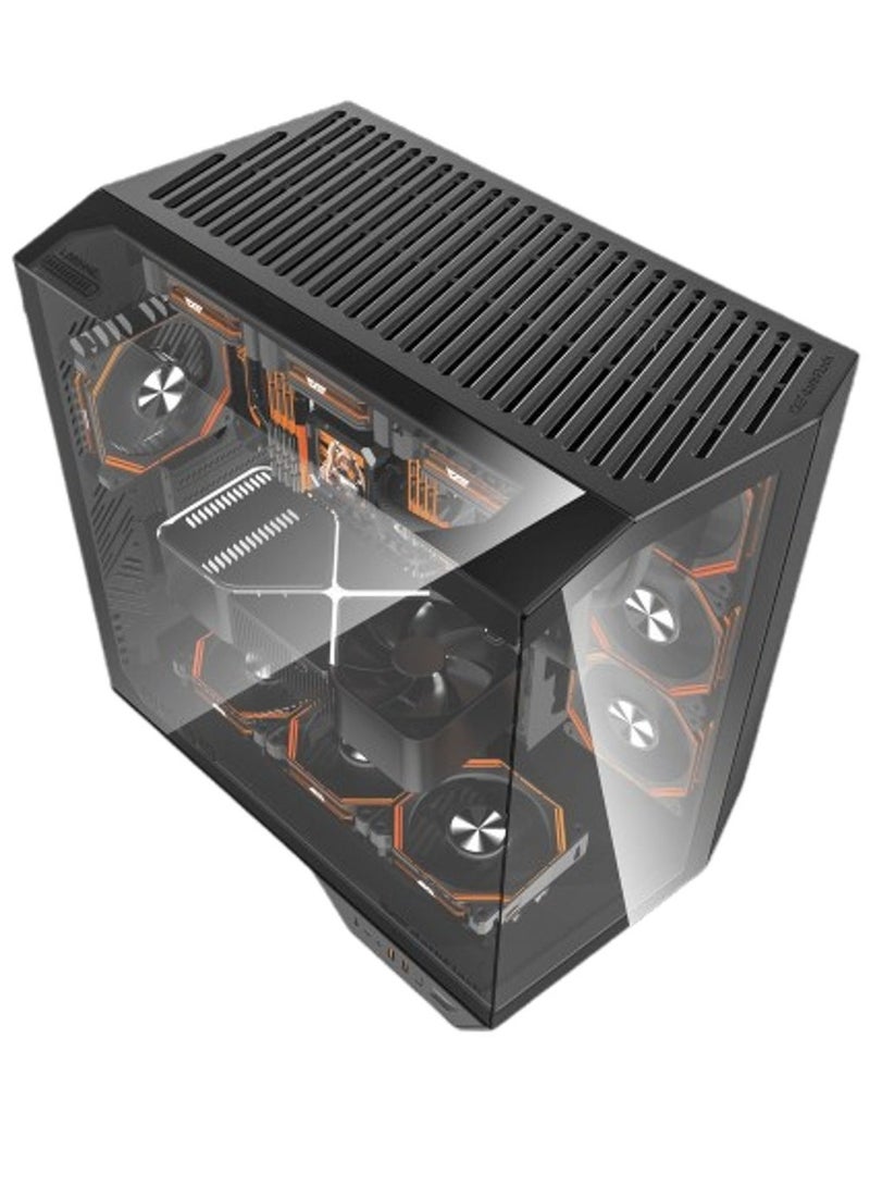 DarkFlash DY470 ATX Mid Tower PC Case – Supports ATX/M-ATX/ITX Motherboards, Up to 410mm GPU, 175mm CPU Cooler, 10 Fan Support, 2 Radiators (360mm Top/Side, 120mm Rear), 0.7mm SPCC Steel, 7 PCIe Slots, USB 3.0 x2, Type-C x1, HD Audio, Pre-installed ARGB Fans | Black - Image 4