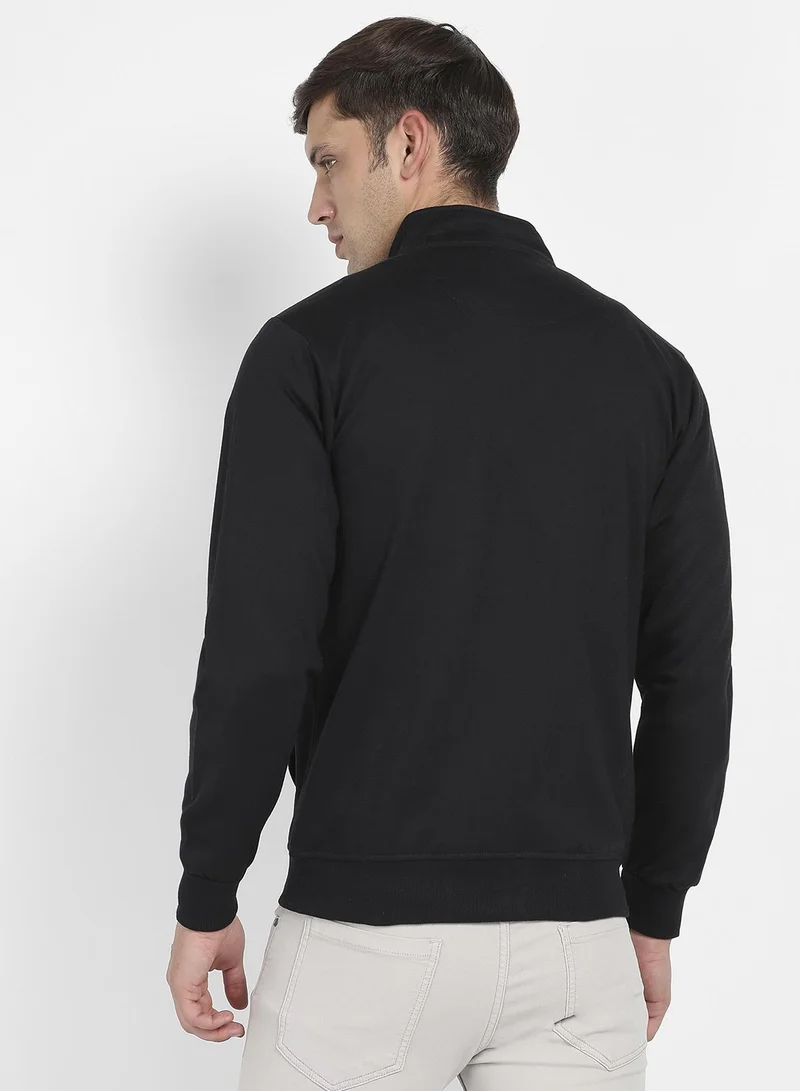 Campus Sutra  Men's Black & Blue Zip-Front Jacket With Quilted Detail for Men | Best Price UAE