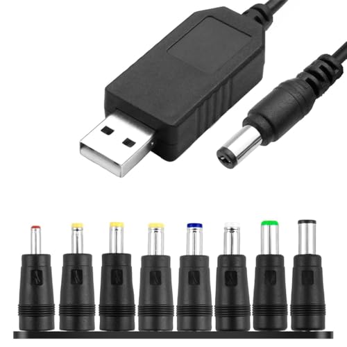 Verilux® USB to DC 9V Power Cord 3.3Ft/1M, Universal 9V Plug Jack Charging Cable with 8 Pcs DC Female To Male Adapter (6.5x4.4, 3.5x1.35, 4.0x1.7, 4.8x1.7, 5.5x1.7, 5.5x2.1, 5.5x2.5, 6.3x3.0) - Image 1