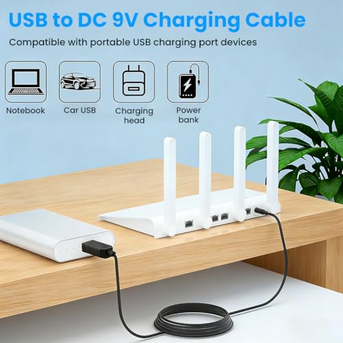 Verilux® USB to DC 9V Power Cord 3.3Ft/1M, Universal 9V Plug Jack Charging Cable with 8 Pcs DC Female To Male Adapter (6.5x4.4, 3.5x1.35, 4.0x1.7, 4.8x1.7, 5.5x1.7, 5.5x2.1, 5.5x2.5, 6.3x3.0) - Image 2
