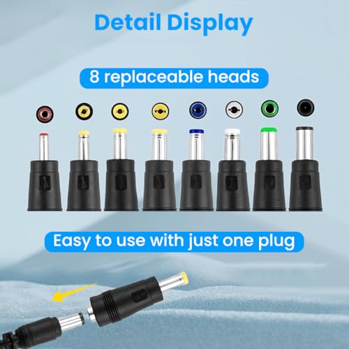 Verilux® USB to DC 9V Power Cord 3.3Ft/1M, Universal 9V Plug Jack Charging Cable with 8 Pcs DC Female To Male Adapter (6.5x4.4, 3.5x1.35, 4.0x1.7, 4.8x1.7, 5.5x1.7, 5.5x2.1, 5.5x2.5, 6.3x3.0) - Image 3