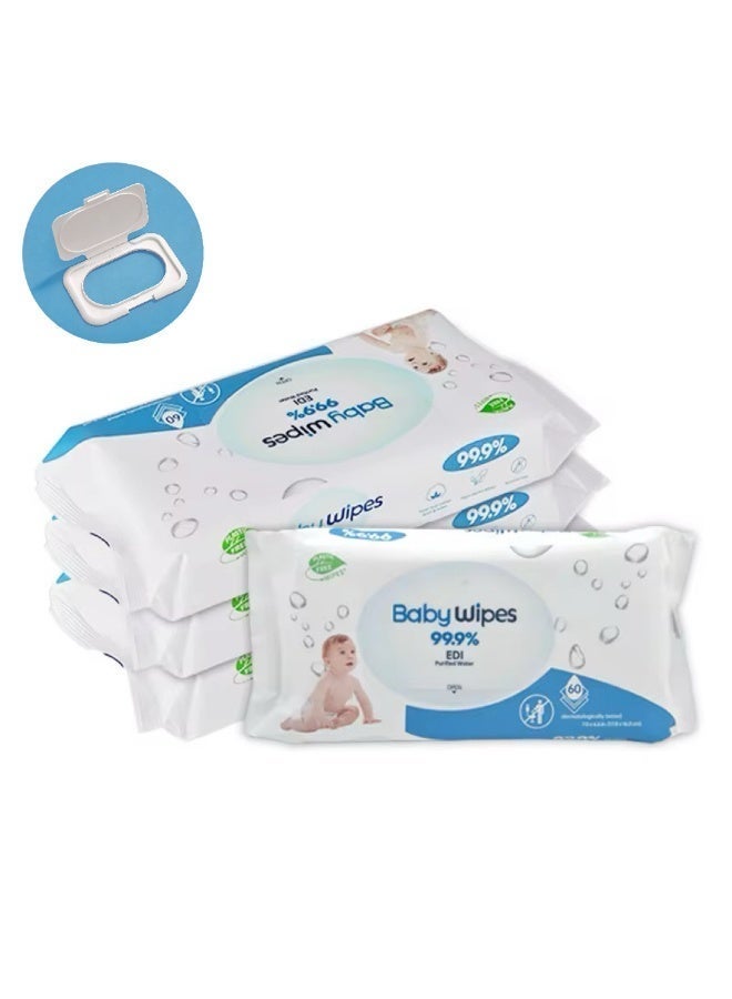 Baby Wipes 99.9% EDI Purified Water Alcohol-Free, 180 Count (3 Packs)，Extra Large 6.6*7 inch，Gentle for Newborn & Sensitive Skin(Includes resealable lid) - Image 1