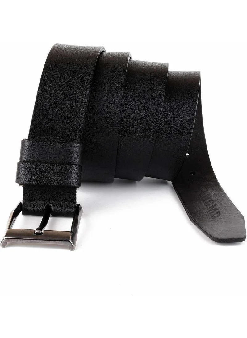 Lugmo 2 Pieces Leather Men's Belt 4 cm Black Fabric and Denim Compatible