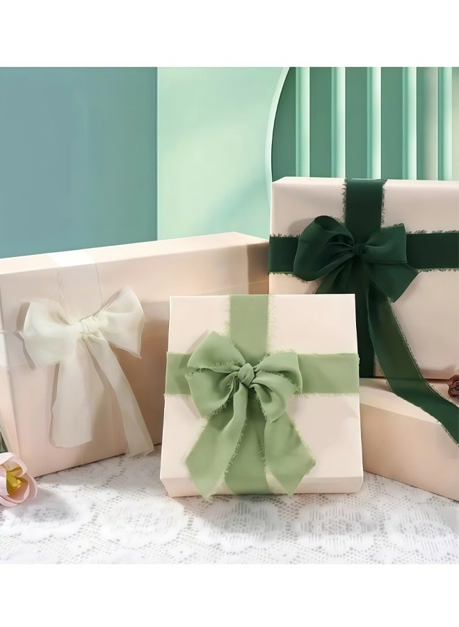 6 لفات من شريط الشيفون المصنوع يدويًا 4 سم × 5 م شريط حريري مهدب لتغليف الهدايا ديكور مصنوع يدويًا مزهرية زهور زفاف عيد ميلاد خطوبة حفل زفاف حرف يدوية ديكور العطلات - Image 4