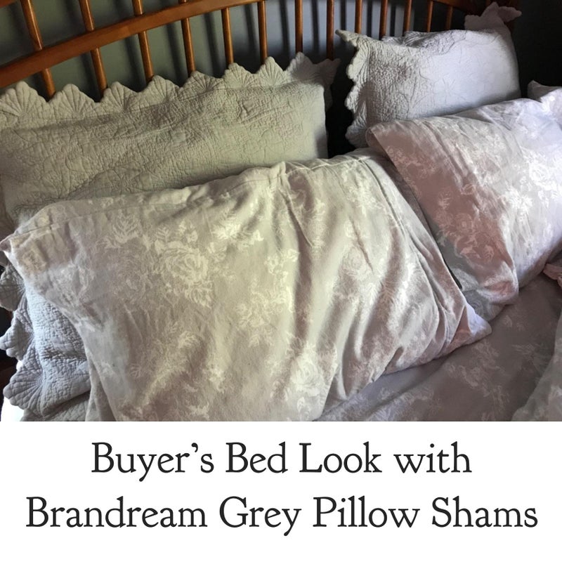 Brandream Brandream Quilted Pillow Shams Set of 2 Standard Size Cotton Grey Farmhouse Bedding Shabby Luxury Vintage Pillow Covers for Queen Full Size Bed  - Image 4