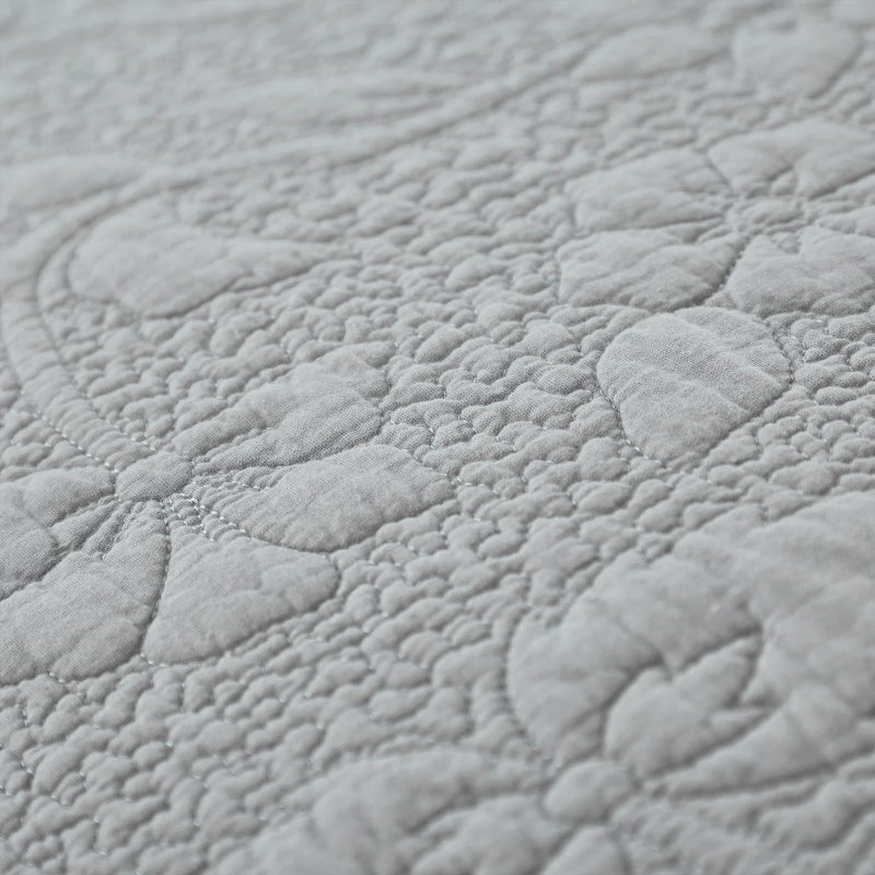 Brandream Brandream Quilted Pillow Shams Set of 2 Standard Size Cotton Grey Farmhouse Bedding Shabby Luxury Vintage Pillow Covers for Queen Full Size Bed  - Image 5