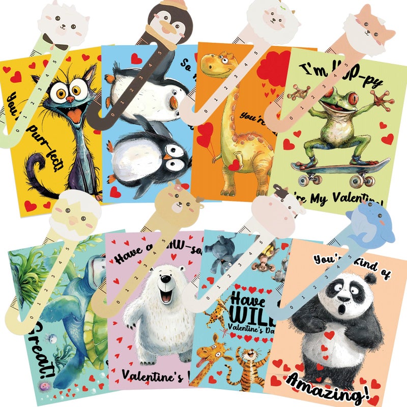 Bemoor 40 Pack Valentines Cards for Kids Classroom, Valentines for Kids Classroom, Class Valentines Day Gifts for Kids - 40 Cards with 50 Bookmarks Set - Image 1