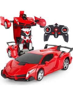 UniTrain Red car with USB Remote Control Transformation 1:18 4 directions Lights Remote controller excludes batteries, toy includes batteries Non-transparent wheels Plastic  - Image 1
