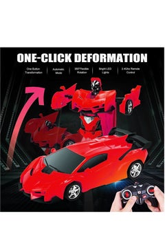 UniTrain Red car with USB Remote Control Transformation 1:18 4 directions Lights Remote controller excludes batteries, toy includes batteries Non-transparent wheels Plastic  - Image 3