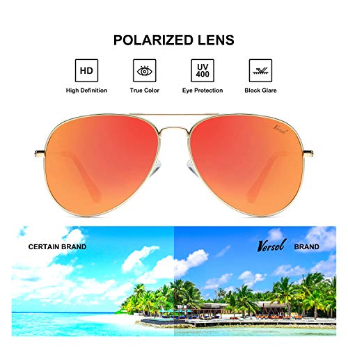 Versol Aviator Sunglasses for Men Women, Polarized Mirrored UV400 Lenses, Lightweight & Classic for Driving & Outdoors - Image 5