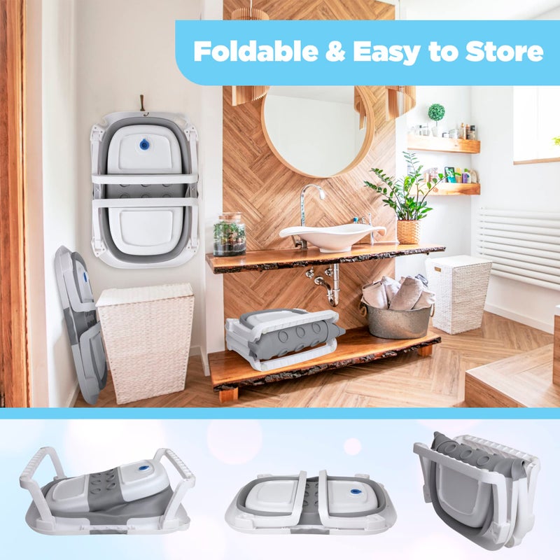 BEBELEHâ„¢ Collapsible Baby Bathtub â€“ Bathtub + Baby tub Sling + Newborn Sling â€“ Baby Bathtub Newborn to Toddler 0-24 Months â€“ The Ultimate Travel Baby Bath Tub and Everyday Use! (Gray) - Image 5