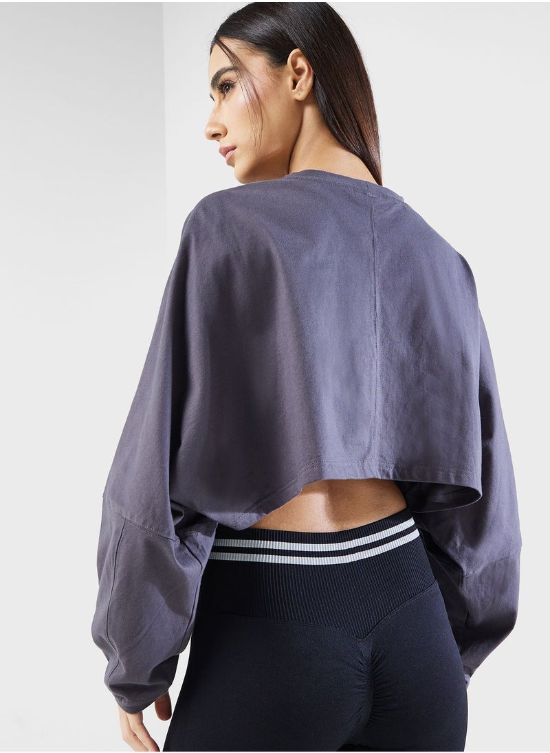FRWD - Cropped Tie Waist Detail Sweatshirt - Image 1