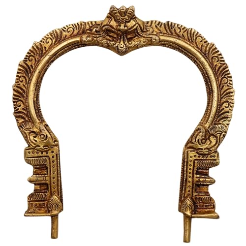 Bhunes Brass Prabhavali Frame Wall Hanging – Arch for Deity Backdrop, Prabhawali Prabhaval for Home Temple Decor | Traditional Pooja Brass Aura Frame, Gold, 7.5 Inch, 1 Piece - Image 2