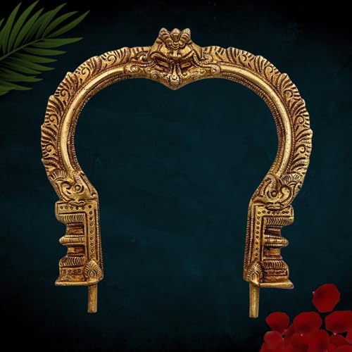 Bhunes Brass Prabhavali Frame Wall Hanging – Arch for Deity Backdrop, Prabhawali Prabhaval for Home Temple Decor | Traditional Pooja Brass Aura Frame, Gold, 7.5 Inch, 1 Piece - Image 1