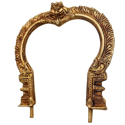 Bhunes Brass Prabhavali Frame Wall Hanging – Arch for Deity Backdrop, Prabhawali Prabhaval for Home Temple Decor | Traditional Pooja Brass Aura Frame, Gold, 7.5 Inch, 1 Piece - Image 3