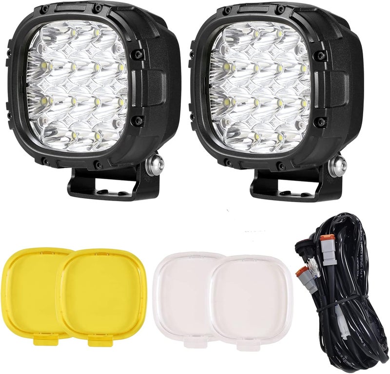 BIGLION.X 4 Inch Pair 160W Round LED Offroad Lights with Wiring Harness for Pickup Trucks, SUV, UTV, ATV - Image 1