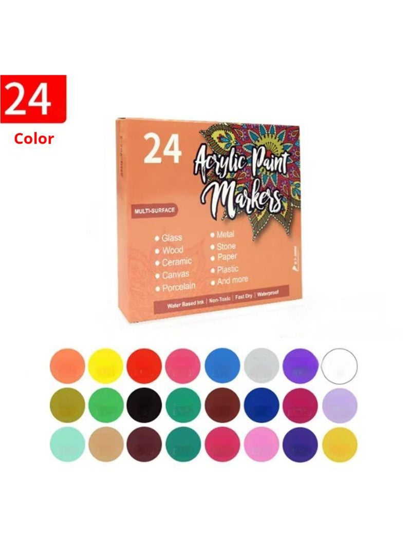 Generic 24-Piece Acrylic Paint Markers Set Multicolour  - Image 3