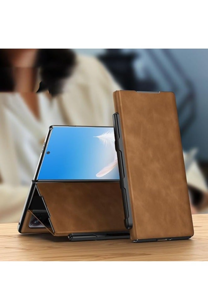 عام Compatible with Honor Magic V2 RSR، غطاء جلدي قابل للطي يحتوي على صينية وقلم للكتابة، غطاء رفيع بنظام المغناطيس وقدرة عالية على حماية الهاتف من السقوط والصدمات، غلاف أنيق. - Image 1