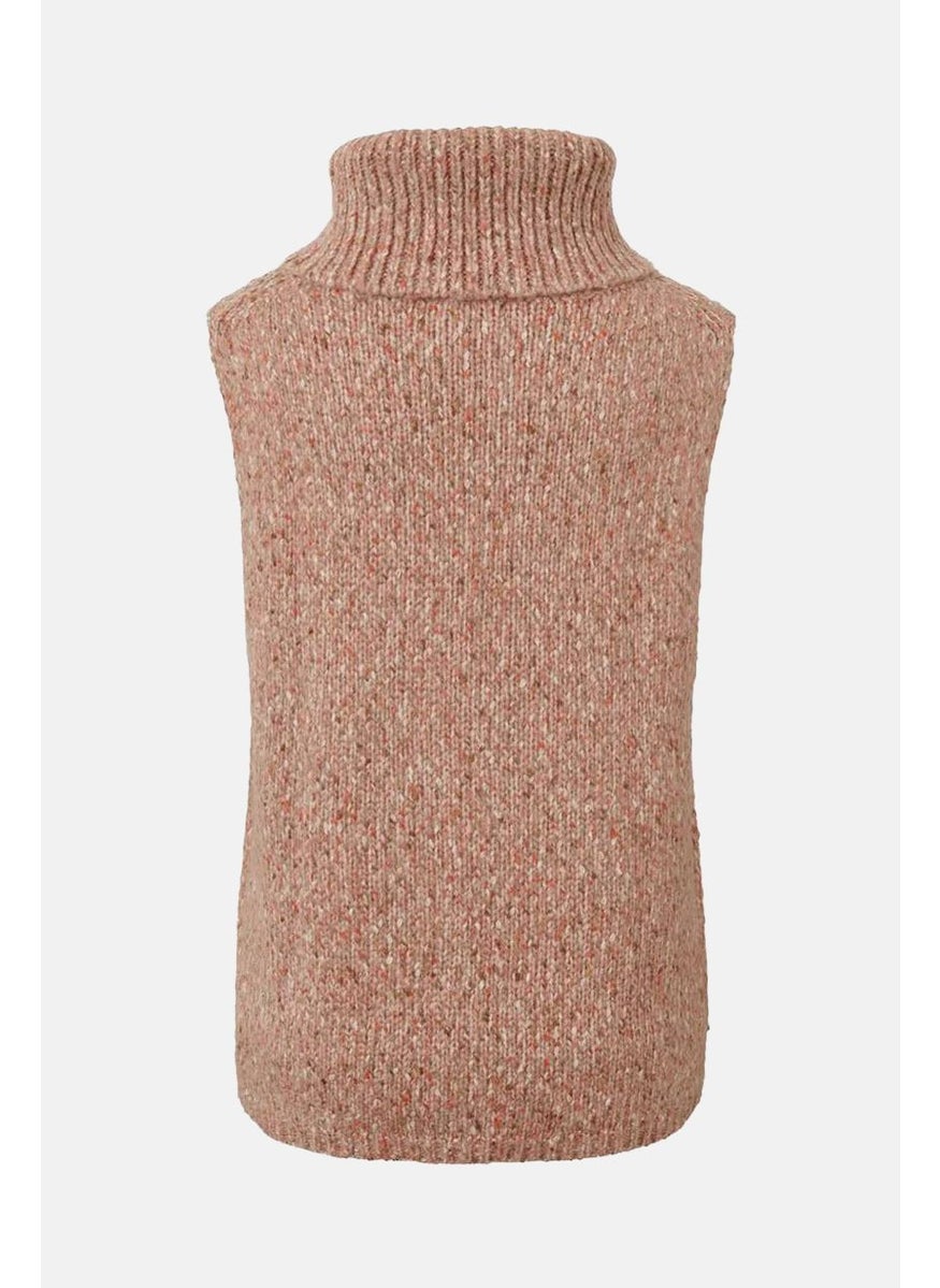 Tchibo - Women Knitted Sleeveless Sweater Vest, Dark Blush Combo - Image 1