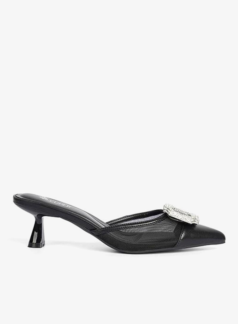 Cuple Pointed Mule Heel with Crystal Buckle - Image 2
