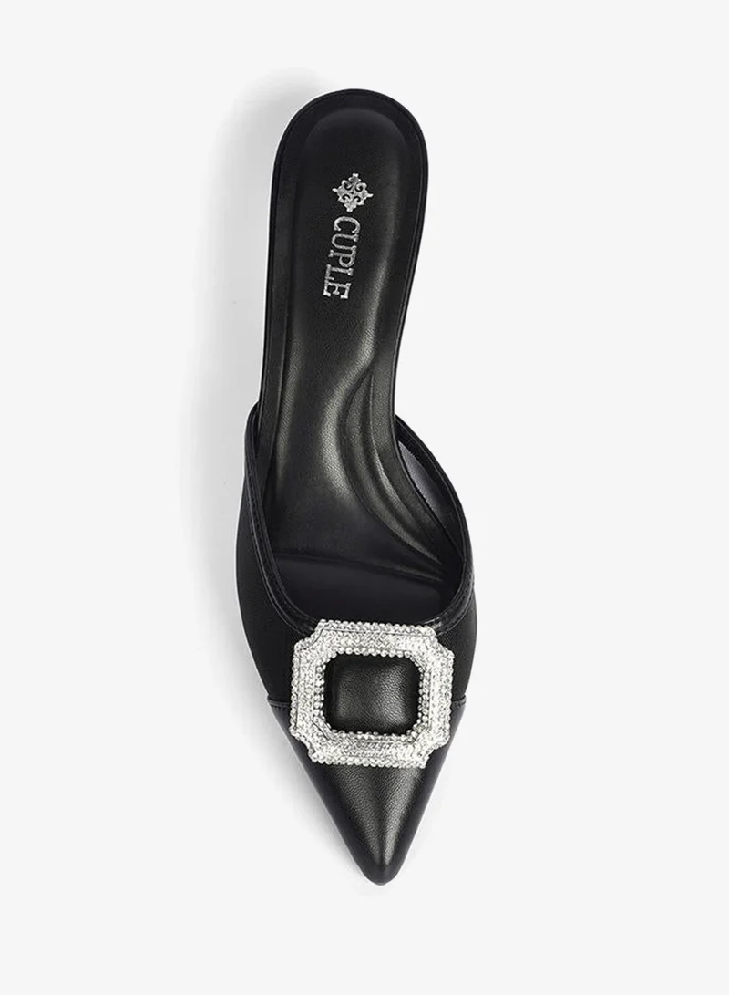 Cuple  Pointed Mule Heel with Crystal Buckle for Women | Best Price UAE