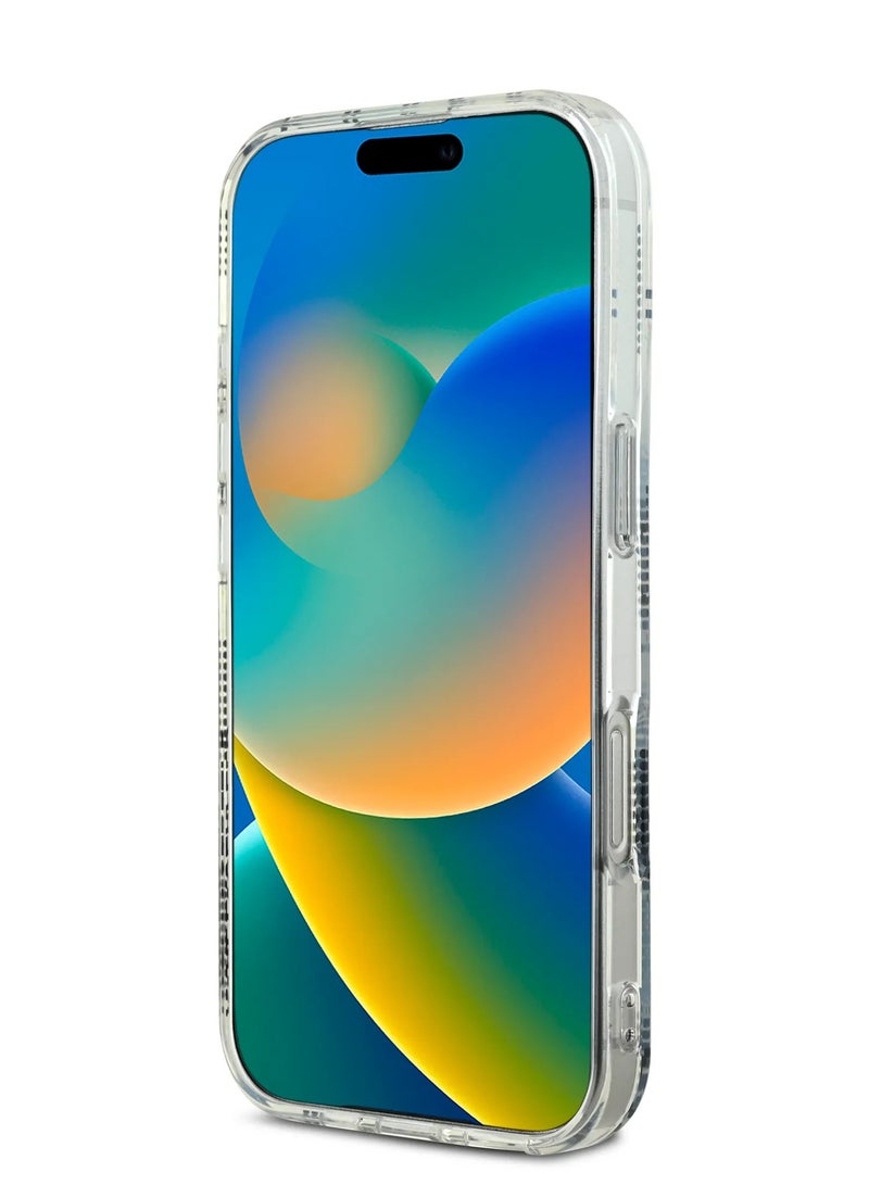 كارل لاغرفيلد جراب IML صلب لهاتف ايفون 16 برو ماكس مع تصميم رأس كارل مطلي بالكهرباء وشعار / حماية من السقوط / تصميم نحيف / سهل التركيب / قبضة مريحة - شفاف - Image 4