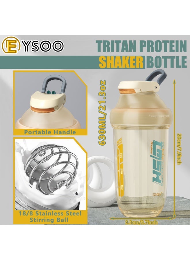  إيسو زجاجة خلط البروتين من إيسو سعة 630 مل / 22 أونصة، زجاجة خلط مانعة للتسرب وخالية من مادة BPA، كوب خلط البروتين مع كرة خلط للتمارين الرياضية في الصالة الرياضية (أصفر) - Image 3