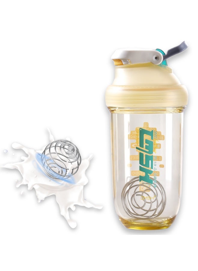  إيسو زجاجة خلط البروتين من إيسو سعة 630 مل / 22 أونصة، زجاجة خلط مانعة للتسرب وخالية من مادة BPA، كوب خلط البروتين مع كرة خلط للتمارين الرياضية في الصالة الرياضية (أصفر) - Image 1