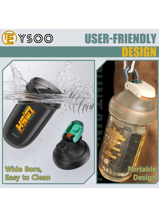  إيسو زجاجة خلط البروتين من إيسو سعة 630 مل / 22 أونصة، زجاجة خلط مانعة للتسرب وخالية من مادة BPA، كوب خلط البروتين مع كرة خلط للتمارين الرياضية في الصالة الرياضية (أصفر) - Image 5