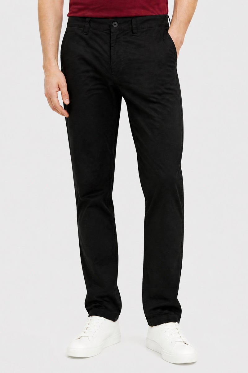 VANS Men Slim Fit Plain Chino Pants, Black - Image 1